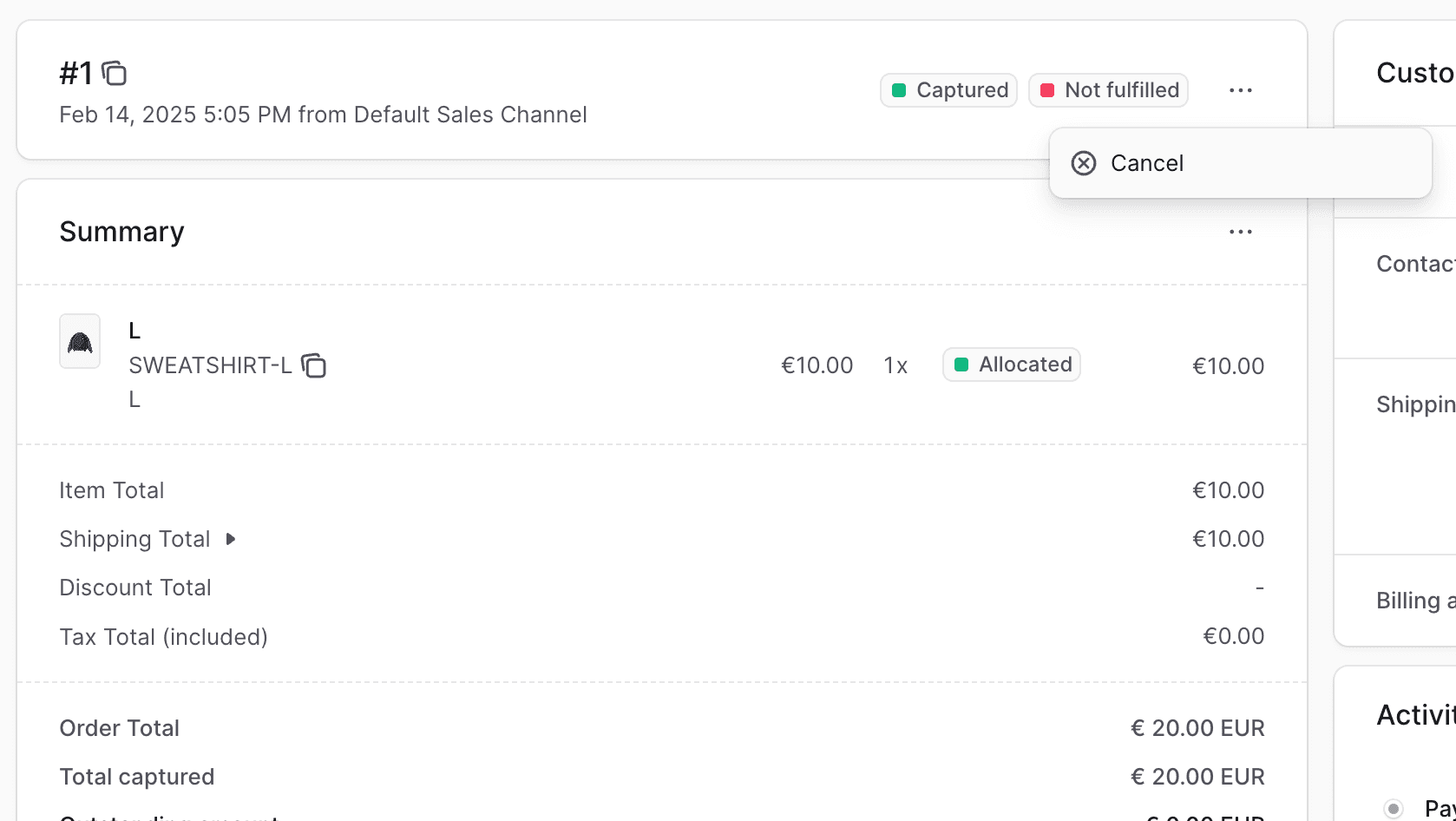 取消订单下拉菜单